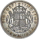 1937 Crown - George VI British Silver Coin - Superb