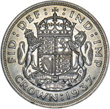 1937 Crown - George VI British Silver Coin - Superb