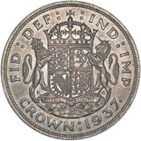 1937 Crown - George VI British Silver Coin - Superb