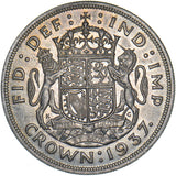 1937 Crown - George VI British Silver Coin - Very Nice