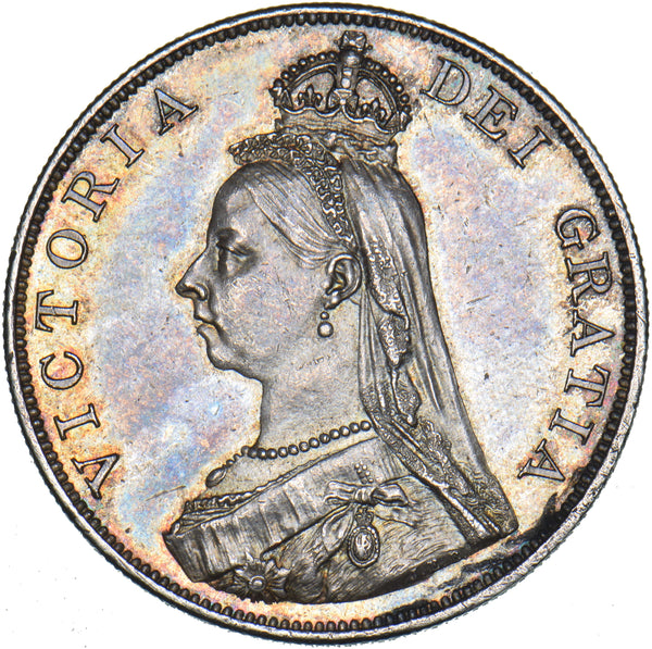 1887 Double Florin (Arabic 1) - Victoria British Silver Coin - Superb