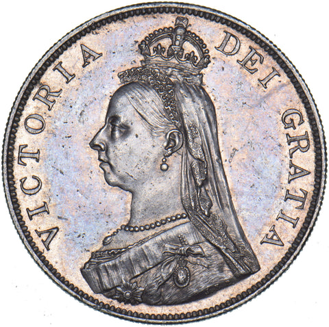 1887 Double Florin (Arabic 1) - Victoria British Silver Coin - Superb