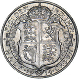 1914 Halfcrown - George V British Silver Coin - Very Nice