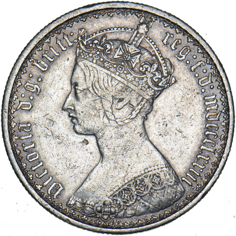 1873 Gothic Florin - Victoria British Silver Coin - Nice