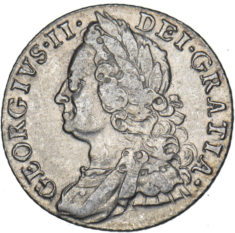 1758 Shilling - George II British Silver Coin - Nice