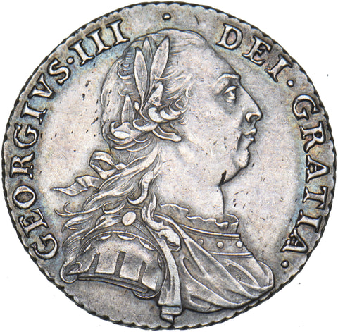 1787 Shilling - George III British Silver Coin - Very Nice