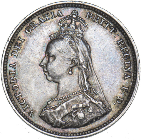 1887 Shilling - Victoria British Silver Coin - Very Nice
