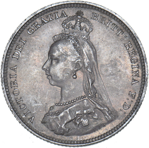 1887 Shilling - Victoria British Silver Coin - Very Nice