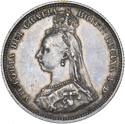 1887 Shilling - Victoria British Silver Coin - Very Nice
