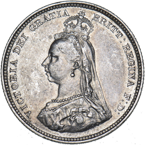 1888 Shilling (8 Over 7) - Victoria British Silver Coin - Very Nice
