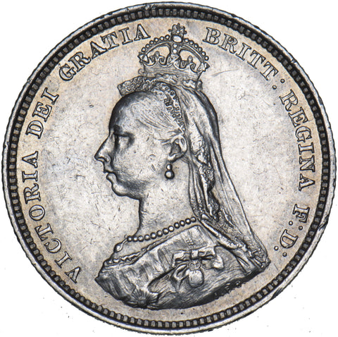 1889 Shilling (Small Head) - Victoria British Silver Coin - Very Nice