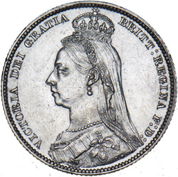 1889 Shilling - Victoria British Silver Coin - Very Nice