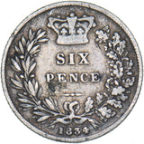 1834 Sixpence - William IV British Silver Coin