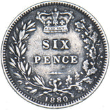 1880 Sixpence - Victoria British Silver Coin