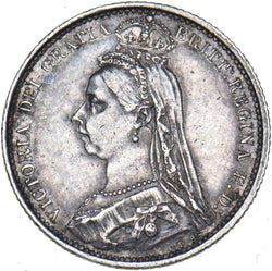 1887 Sixpence - Victoria British Silver Coin - Nice