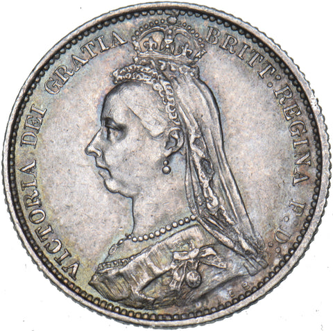 1887 Sixpence (R Over I) - Victoria British Silver Coin - Very Nice