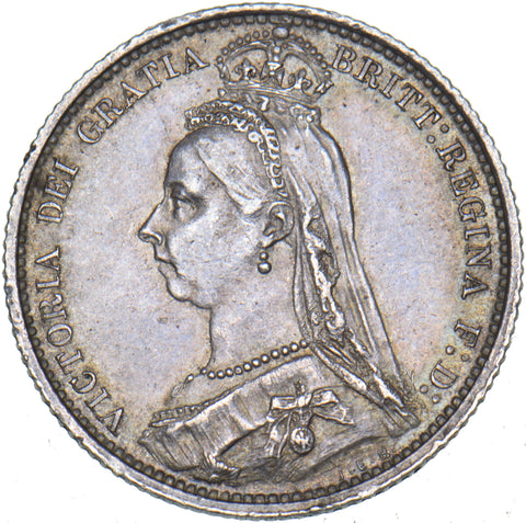 1887 Sixpence (R Over I) - Victoria British Silver Coin - Very Nice