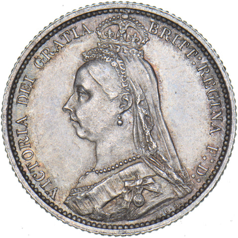 1888 Sixpence - Victoria British Silver Coin - Superb