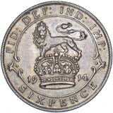 1914 Sixpence - George V British Silver Coin - Nice