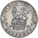 1916 Sixpence - George V British Silver Coin - Nice