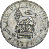 1921 Sixpence - George V British Silver Coin - Very Nice