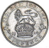 1924 Sixpence - George V British Silver Coin - Very Nice