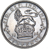 1926 Sixpence - George V British Silver Coin - Superb