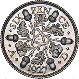 1927 Proof Sixpence - George V British Silver Coin - Superb