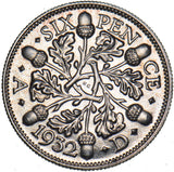 1932 Sixpence - George V British Silver Coin - Superb