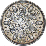1935 Sixpence - George V British Silver Coin - Very Nice
