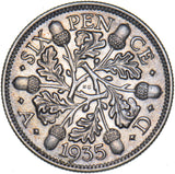 1935 Sixpence - George V British Silver Coin - Very Nice