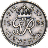 1952 Sixpence - George VI British  Coin - Nice