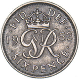 1952 Sixpence - George VI British  Coin