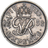 1952 Sixpence - George VI British  Coin - Nice