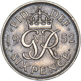 1952 Sixpence - George VI British  Coin - Nice