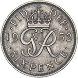 1952 Sixpence - George VI British  Coin