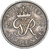 1952 Sixpence - George VI British  Coin