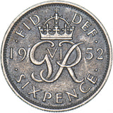 1952 Sixpence - George VI British  Coin