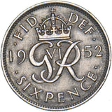 1952 Sixpence - George VI British  Coin
