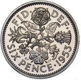 1953 Proof Sixpence - Elizabeth II British  Coin - Superb