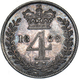1868 Maundy Fourpence - Victoria British Silver Coin - Superb