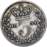 1834 Threepence - William IV British Silver Coin - Nice