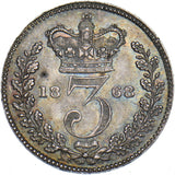 1868 Threepence - Victoria British Silver Coin - Superb