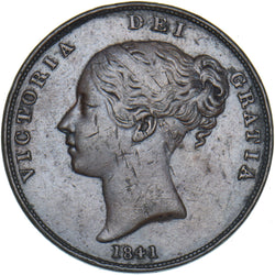 1841 Penny - Victoria British Copper Coin - Nice