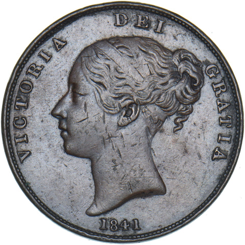 1841 Penny - Victoria British Copper Coin - Nice