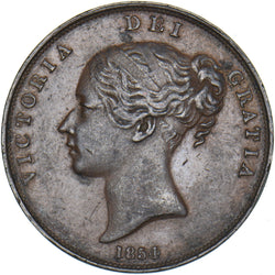 1854 Penny (OT) - Victoria British Copper Coin - Nice