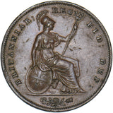 1855 Penny (OT) - Victoria British Copper Coin - Very Nice