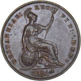 1857 Penny (OT) - Victoria British Copper Coin - Very Nice