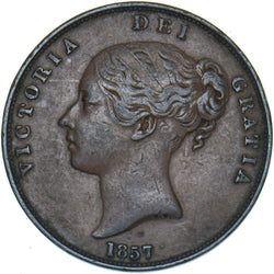 1857 Penny (PT) - Victoria British Copper Coin - Nice