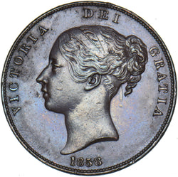 1858 Penny - Victoria British Copper Coin - Very Nice